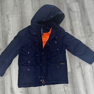 Boys POLO Ralph Lauren Navy Blue down trench style jacket - size 7